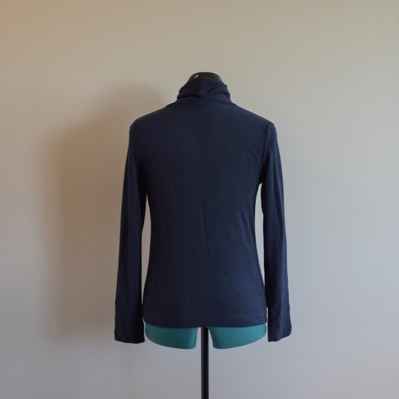 NWOT Heattech Navy Blue Fleece Turtleneck Long Sleeve Shirt - Picture 3 of 7